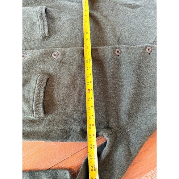 J.Crew Lambswool Cardigan Mens Large Green Shawl Collar Button Front Sweater L - Picture 4 of 5